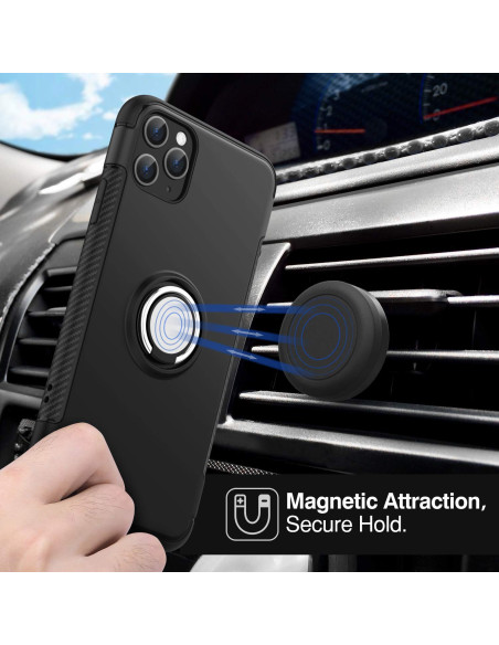 iPhone 11 Pro Max skal med ringhållare, monterat på bilens luftventil för handsfree-användning