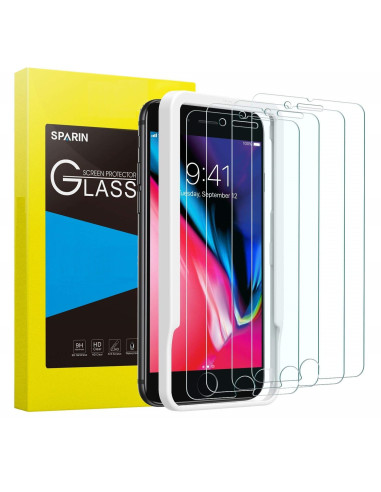 Härdat glas för iPhone 8 Plus i ett 5-pack, med installationsram och transparent design