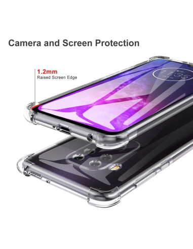 Motorola One Zoom skal i transparent TPU med upphöjd kant för skärmskydd, visat från ovan