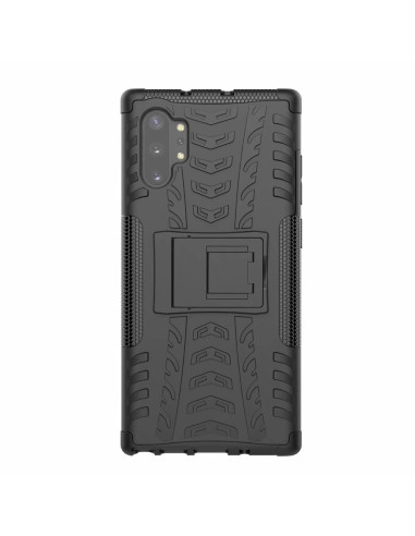 Samsung Note 10 Plus skal med utfällbart stativ, sett från sidan med mönstrad yta