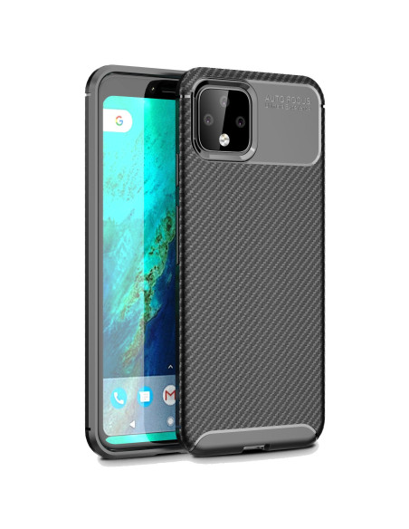 Slimmat fullcarbon skal för Google Pixel 4 XL, sett från sidan med telefon monterad