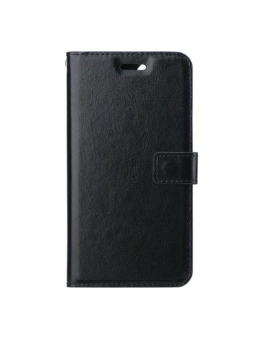 Framsidan av Google Pixel 4 plånboksfodral i svart konstläder med magnetlås