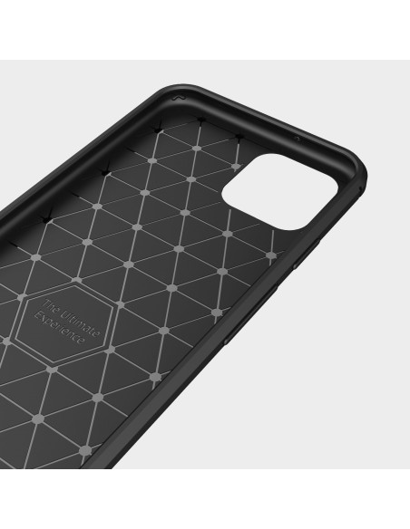 Närbild av insidan av SlimCarbon-skalet för Google Pixel 4 XL med mönster