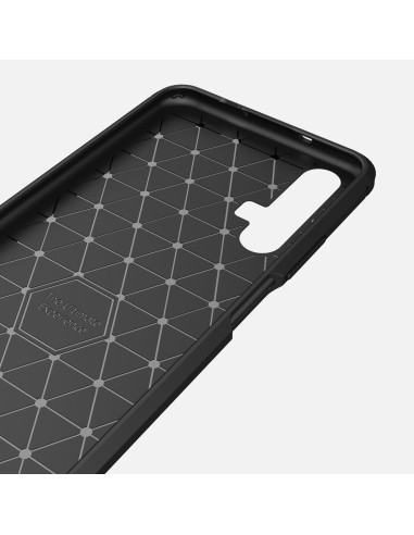 Detaljvy av insidan på SlimCarbon-skalet för Huawei Nova 5T med mönstrad yta