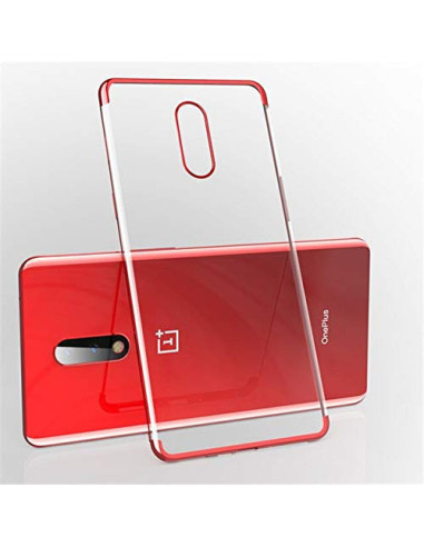 Svart gummiskal V2 för OnePlus 7T Pro, sett framifrån med telefonen bakom