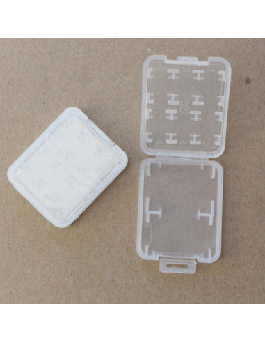 Öppet fodral för minneskort med synliga fack för 6 Micro SD och 2 SD-kort