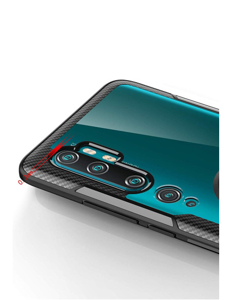 Närbild av Xiaomi Mi Note 10 / 10 Pro skal med ringhållare, med fokus på kamerautskärning