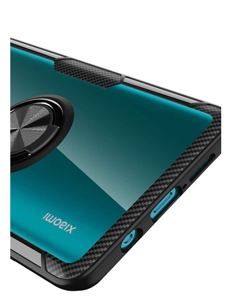 Xiaomi Mi Note 10 / 10 Pro skal med ringhållare, visat från sidan med fokus på ringhållaren