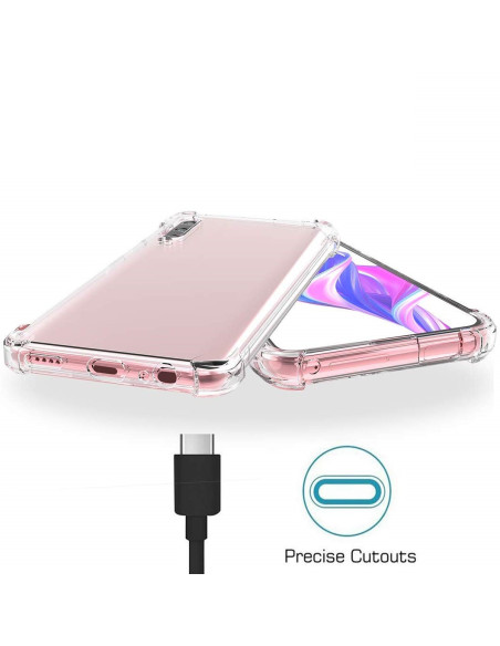 Transparent TPU-skal för Huawei P Smart Pro med tydliga utskärningar, sett från ovan