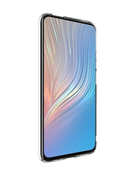 Genomskinligt TPU-skal för Huawei P Smart Pro, sett framifrån med telefonens skärm synlig