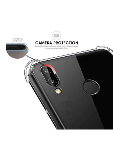 Närbild av Samsung M20 skalets kameraskydd med upphöjd kant för extra skydd