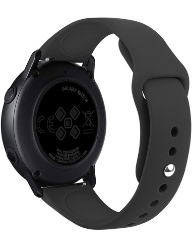 Baksidan av Samsung Galaxy Watch Active 2 med svart silikonarmband