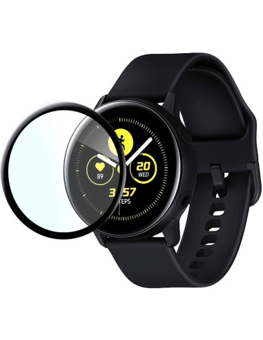Närbild av Samsung Galaxy Watch Active 2 med skärmskydd i transparent härdat glas