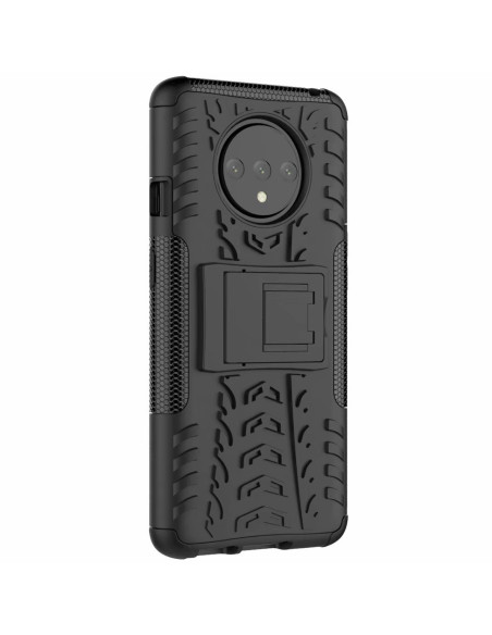 OnePlus 7T stöttåligt skal med stativ, sett bakifrån med mönstrad yta och kameraöppning