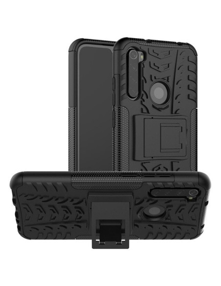 Xiaomi Redmi Note 8 stöttåligt skal i svart med utfällbart stativ och mönstrad yta