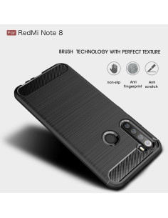 SlimCarbon-skalet för Xiaomi Redmi Note 8 i svart, visat från sidan och framifrån 2