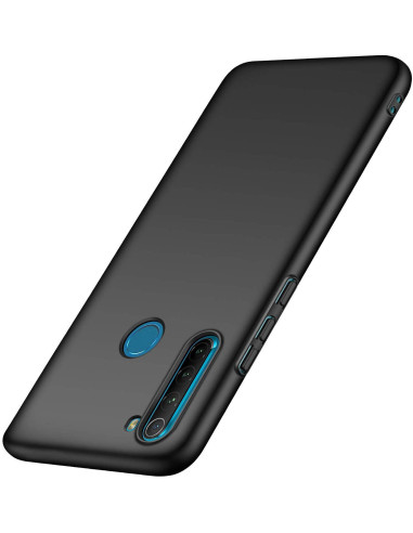 Mattsvart skal för Xiaomi Redmi Note 8, sett från sidan med knappar och kamerautskärning