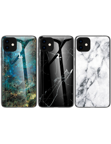 Marmorskal för iPhone 11 med svart marmorutseende och 9H härdad glasbaksida