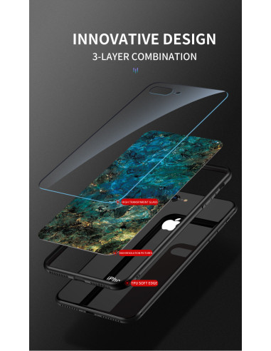Detalj av iPhone 11 marmorskal med 3-lagersdesign och transparent glasbaksida