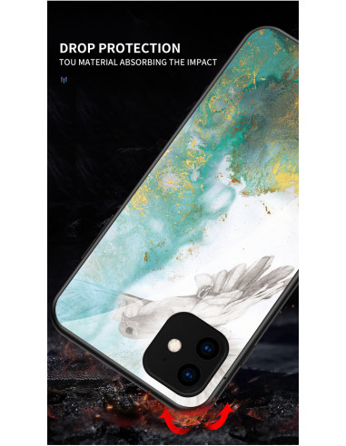 iPhone 11 Pro Max Marmorskal 9H Härdat Glas Baksida Glassback V2