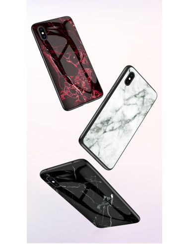 iPhone X / XS Marmorskal 9H Härdat Glas Baksida Glassback V2
