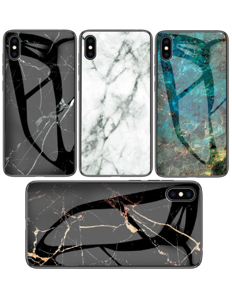 Marmorskal för iPhone XS Max med svart och guld mönster, sett framifrån