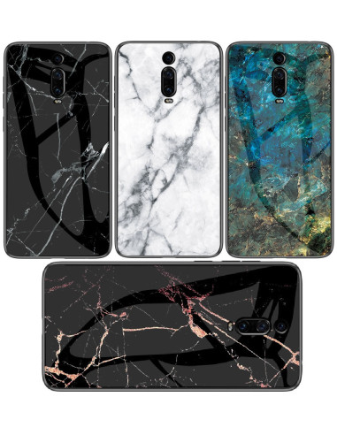 Marmorskal för Xiaomi Mi 9T och 9T Pro med svart och rosa marmorering