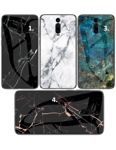 Marmorskal för Xiaomi Mi 9T och 9T Pro med svart och vit marmorering, sett bakifrån