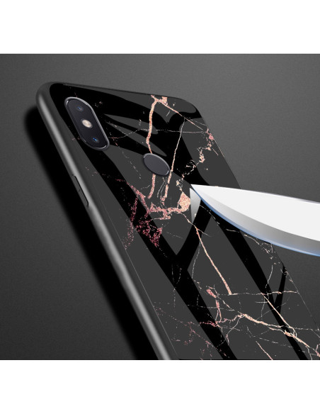 Huawei P20 Lite Marmorskal 9H Härdat Glas Baksida Glassback V2