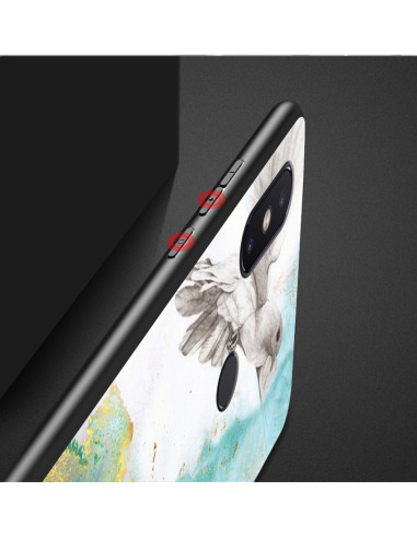 Huawei P20 Lite Marmorskal 9H Härdat Glas Baksida Glassback V2