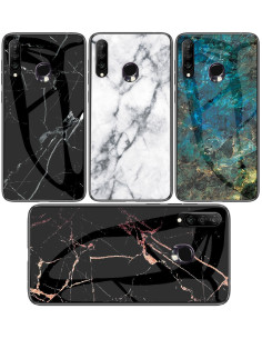 Huawei P30 Lite Marmorskal 9H Härdat Glas Baksida Glassback V2