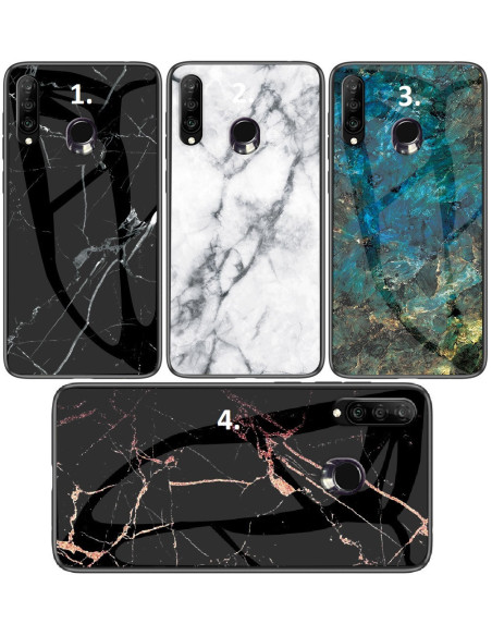 Huawei P30 Lite Marmorskal 9H Härdat Glas Baksida Glassback V2
