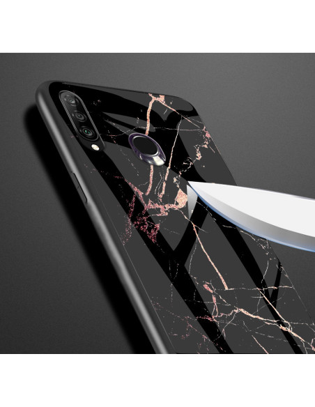 Huawei P30 Lite Marmorskal 9H Härdat Glas Baksida Glassback V2