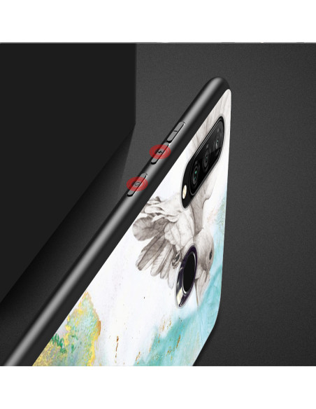Huawei P30 Lite Marmorskal 9H Härdat Glas Baksida Glassback V2