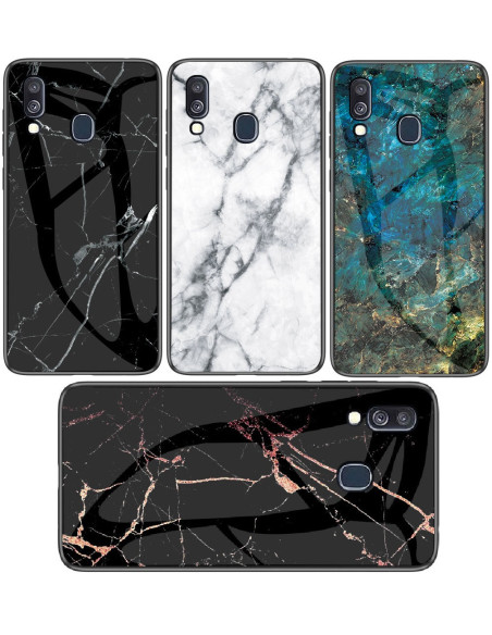 Samsung A40 Marmorskal 9H Härdat Glas Baksida Glassback V2