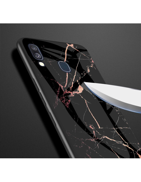 Samsung A40 Marmorskal 9H Härdat Glas Baksida Glassback V2