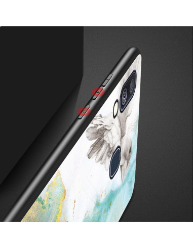 Samsung A40 Marmorskal 9H Härdat Glas Baksida Glassback V2
