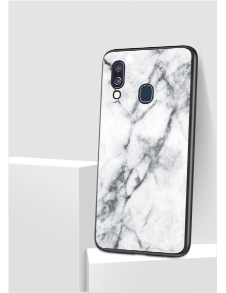 Samsung A40 Marmorskal 9H Härdat Glas Baksida Glassback V2