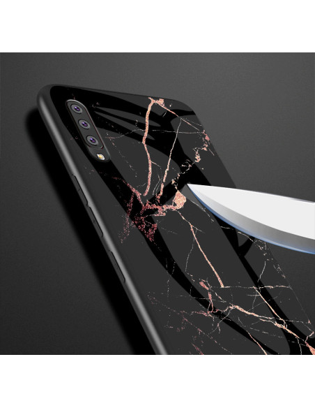 Samsung A7 2018 Marmorskal 9H Härdat Glas Baksida Glassback V2
