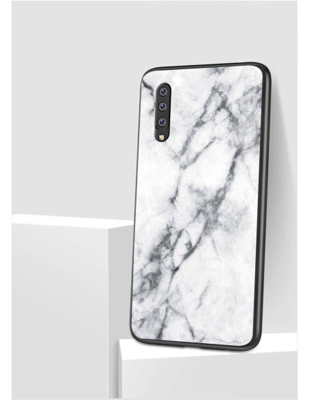 Samsung A7 2018 Marmorskal 9H Härdat Glas Baksida Glassback V2