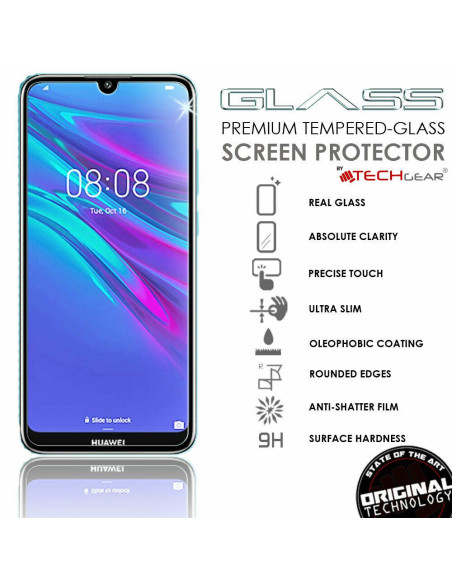 Härdat glas för Huawei Y6s, visat framifrån med tydlig skärmdetalj och 2.5D design