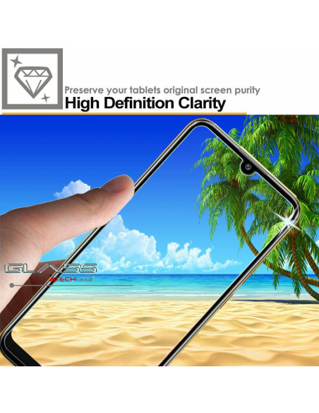 Huawei Y6s härdat glas med 2.5D design, visat från sidan med fokus på skärmens klarhet