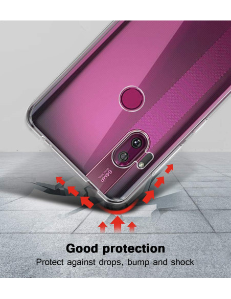 Transparent TPU-skal med fokus på baksidan av Motorola One Hyper och kamerautskärning