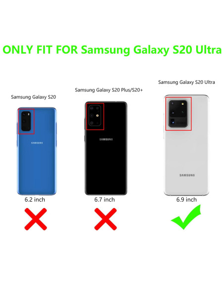 Samsung S20 Ultra skal med ringhållare, visat från sidan med tydlig detalj av kamerautskärning