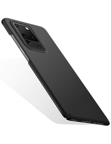 Tunt mattsvart skal för Samsung S20 Ultra, sett från sidan med kameraöppning