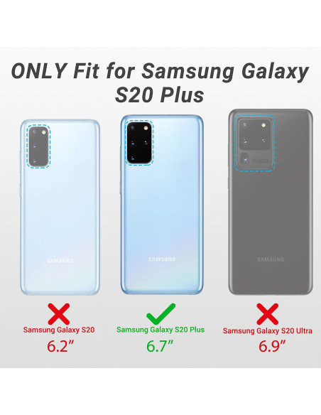 Genomskinligt skal för Samsung S20 Plus, visat framifrån med tydlig passform