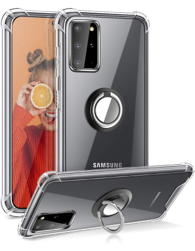 Samsung Galaxy S20 Plus skal i TPU med ringhållare, sett från sidan med telefon monterad