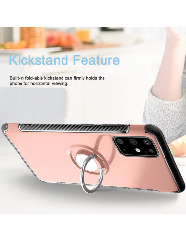 Samsung Galaxy S20 skal med ringhållare, visande kickstand-funktionen i användning