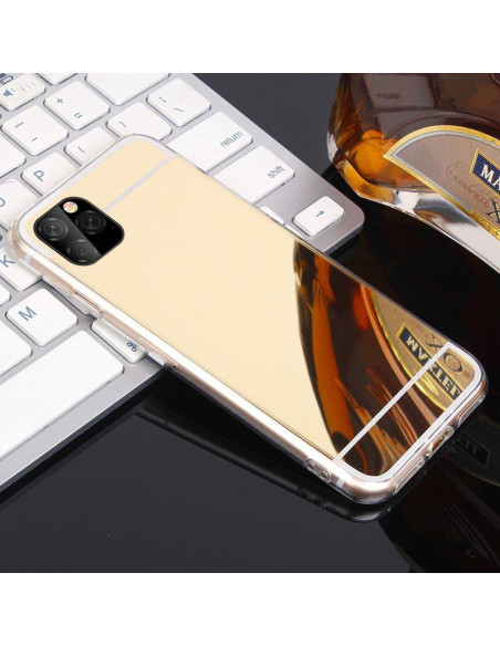 Transparent stötdämpande spegelskal för Samsung A51 med spegelfinish, sett från sidan