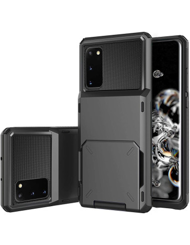 Samsung S20 Plus skal i TPU med kortfack, sett från sidan med telefonen insatt